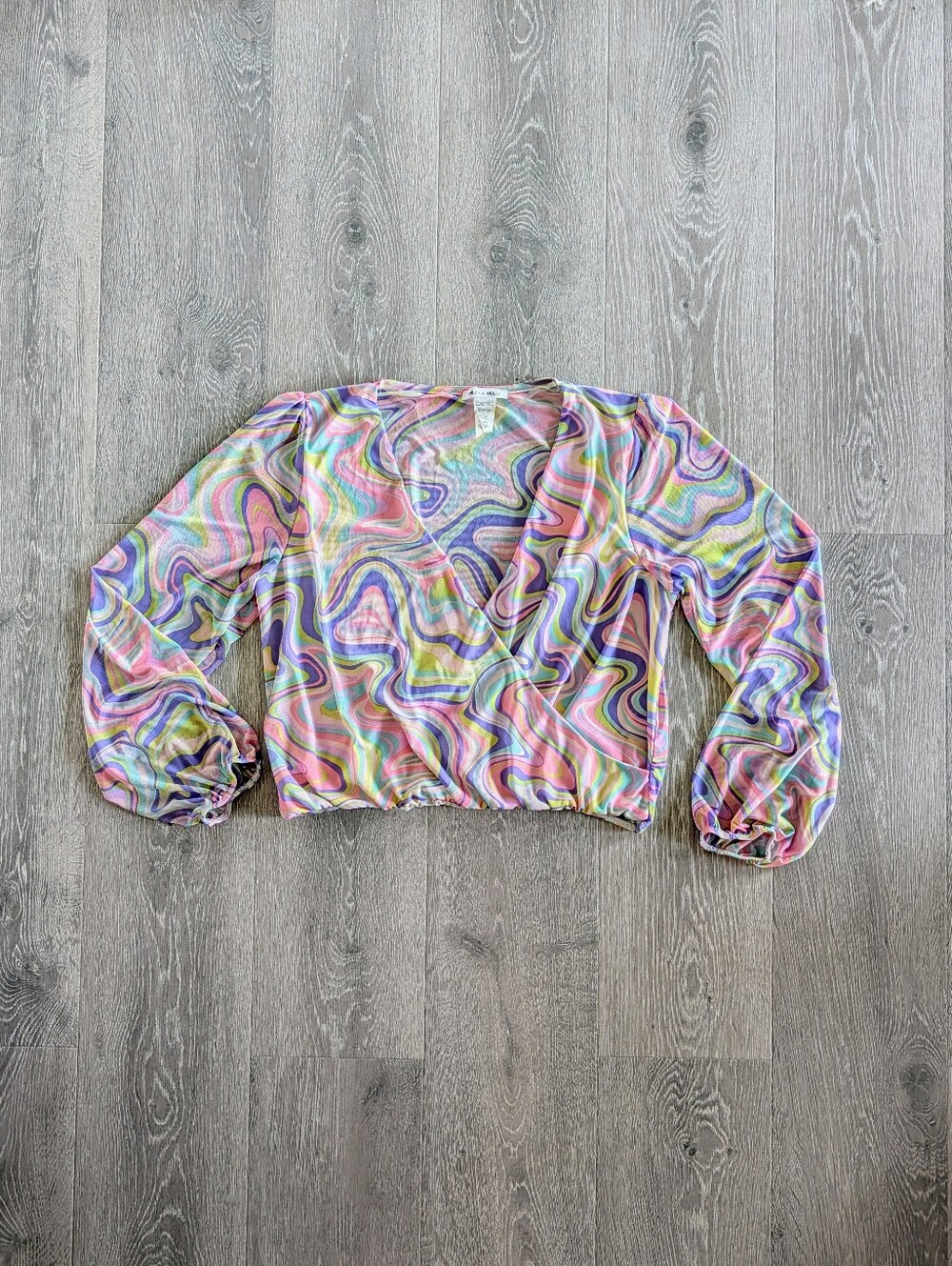 Miley & Molly Abstract Long Sleeve Crop Top